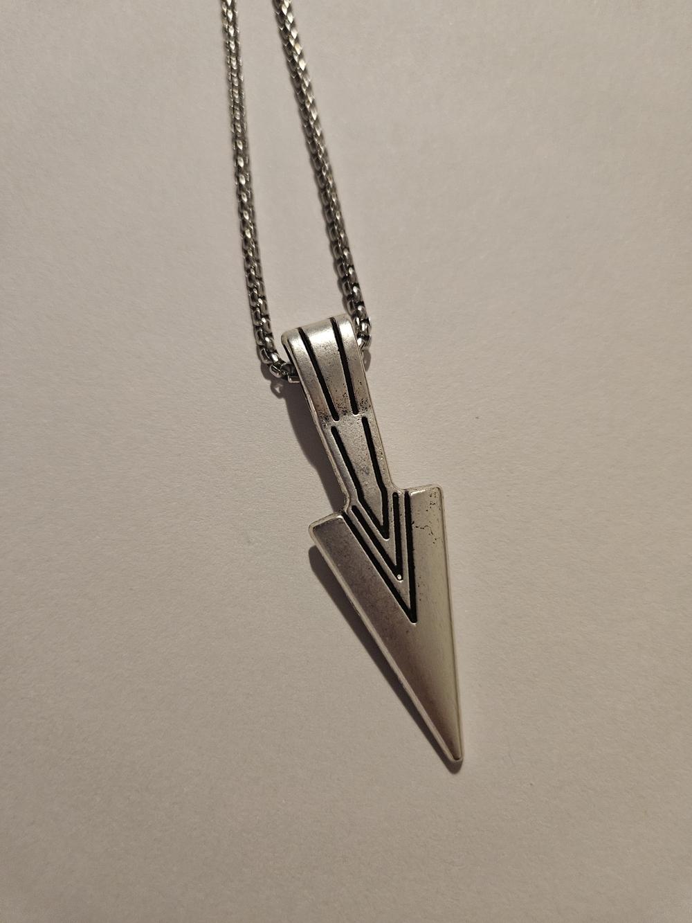 Geometric Arrowhead Silver Pendant Necklace